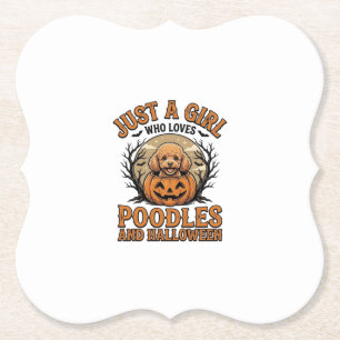 Poodle Halloween Meisje Vintage Pompoen Hond Shirt Kartonnen Onderzetters