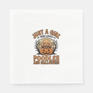 Poodle Halloween Meisje Vintage Pompoen Hond Shirt Servet