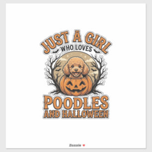 Poodle Halloween Meisje Vintage Pompoen Hond Shirt Sticker