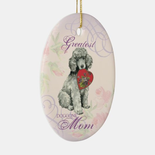 Poodle Heart Mam Keramisch Ornament (Rechts)