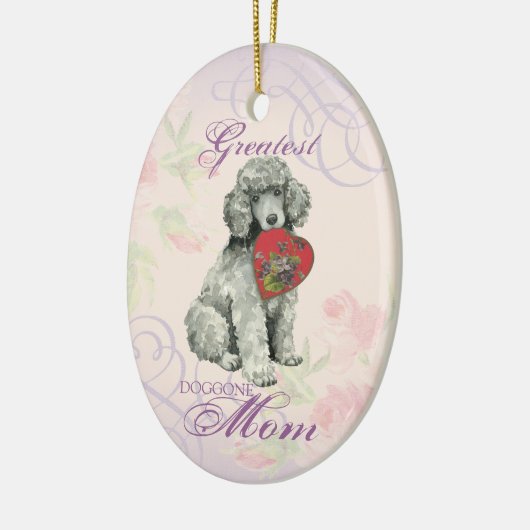 Poodle Heart Mam Keramisch Ornament (Links)