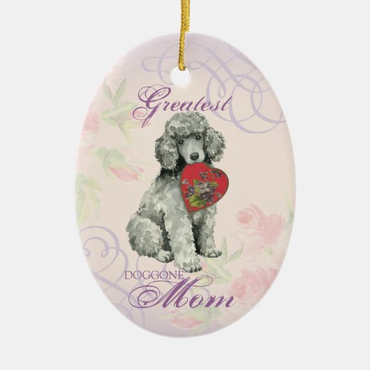 Poodle Heart Mam Keramisch Ornament (Voorkant)