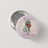 Poodle Heart Mam Ronde Button 3,2 Cm (Voorkant /achterkant)