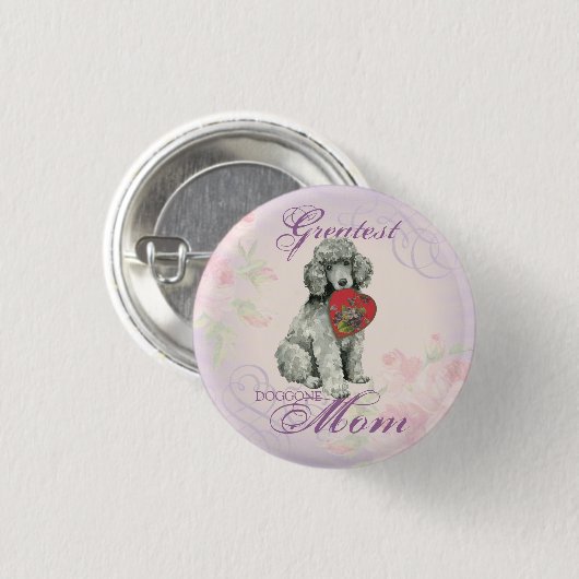 Poodle Heart Mam Ronde Button 3,2 Cm (Voorkant /achterkant)