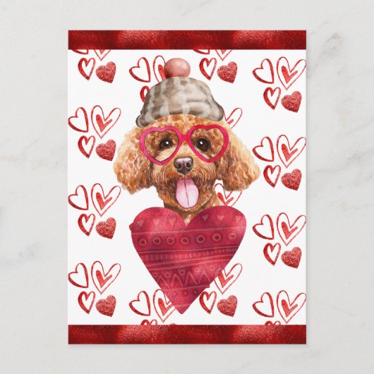 Poodle Hearts Hondenliefhebber Valentijn Gift Feestdagenkaart (Voorkant)