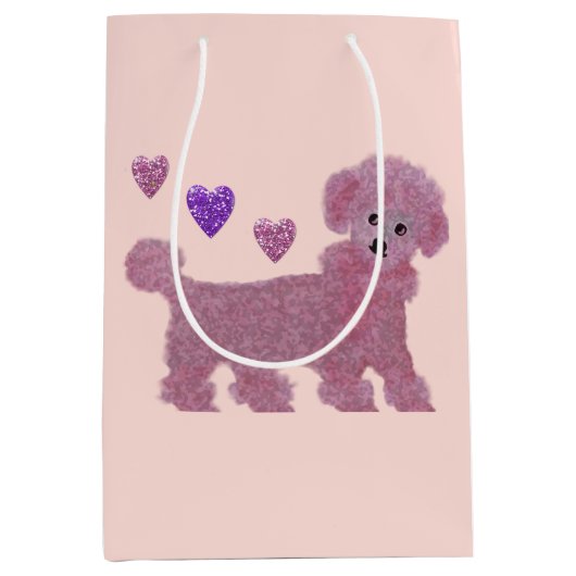 Poodle Hearts Medium Cadeauzakje (Voorkant)