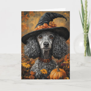 Poodle Heks Halloween Feestdagen Kaart