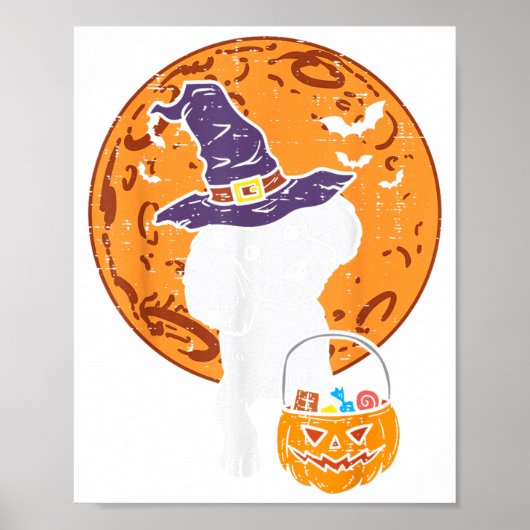 Poodle Heks Maan Jack O Lantern Halloween Hond Man Poster (Voorkant)