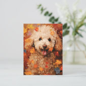 Poodle Herfst Dankdag  Briefkaart (Staand voorkant)
