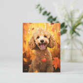 Poodle Herfst Dankdag  Briefkaart (Staand voorkant)