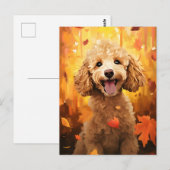 Poodle Herfst Dankdag  Briefkaart (Voorkant / Achterkant)
