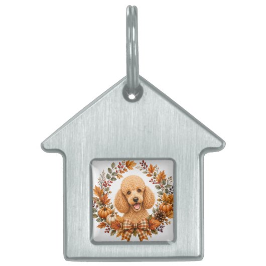 Poodle Herfstkrans Huisdieren Naamplaatje (Voorkant)