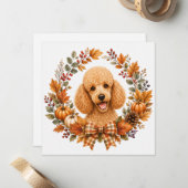 Poodle Herfstkrans Notitiekaartje (Voorkant / Achterkant in situ)