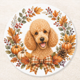 Poodle Herfstkrans Onderzetter