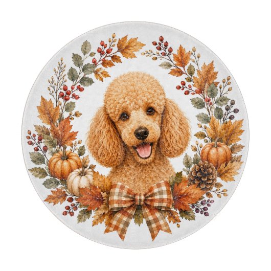 Poodle Herfstkrans Snijplank (Voorkant)