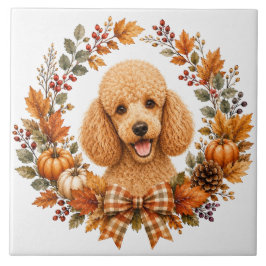 Poodle Herfstkrans Tegeltje
