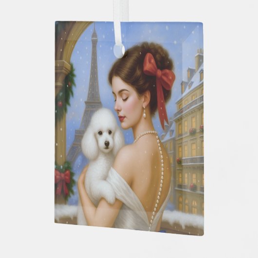 Poodle Holiday  Glas Ornament (Voorkant links)