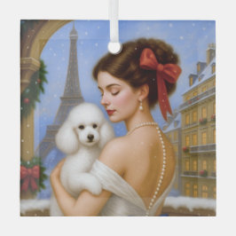 Poodle Holiday  Glas Ornament