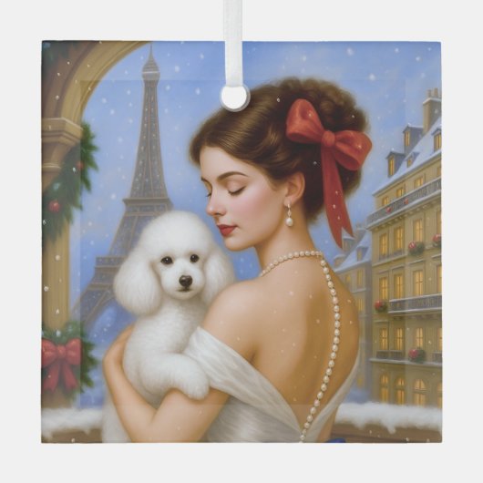 Poodle Holiday  Glas Ornament (Voorkant)