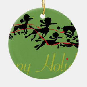 Poodle Holiday-kaart Keramisch Ornament