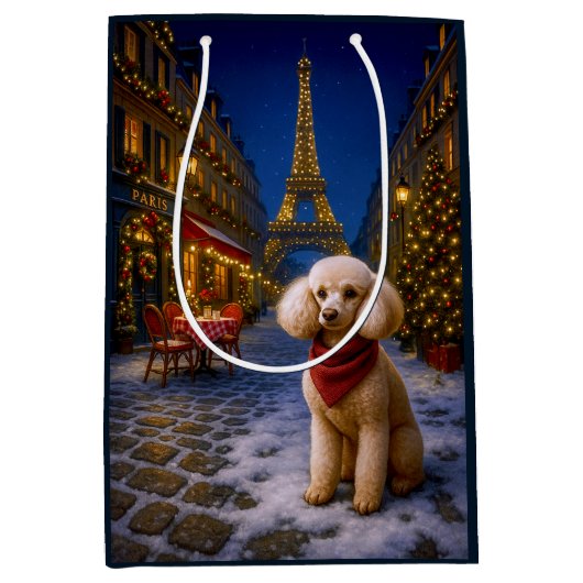 Poodle Holiday  Medium Cadeauzakje (Voorkant)
