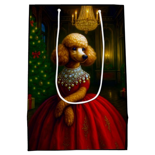 Poodle Holiday  Medium Cadeauzakje (Achterkant)