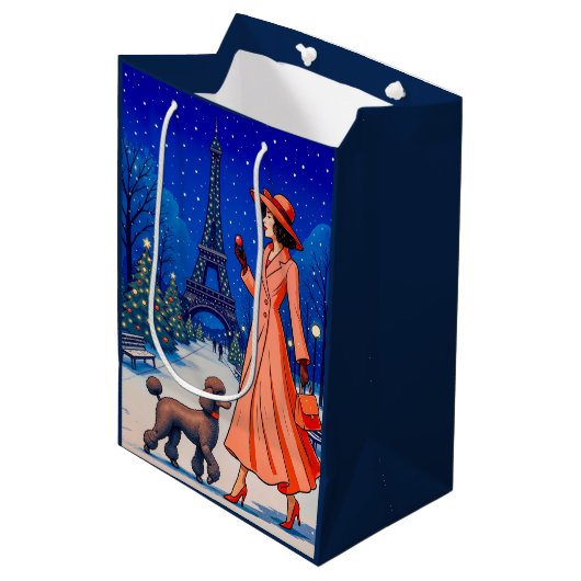 Poodle Holiday  Medium Cadeauzakje (Voorkant Gekanteld)