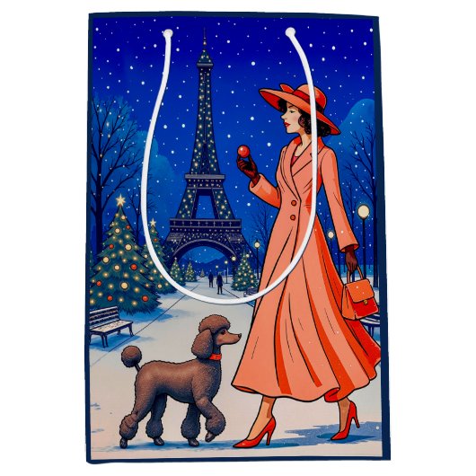 Poodle Holiday  Medium Cadeauzakje (Voorkant)