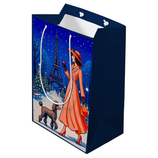 Poodle Holiday  Medium Cadeauzakje (Achterkant Gekanteld)