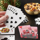 Poodle Hond Auto met Hartjes Valentijnsdag Pokerkaarten (Insitu)