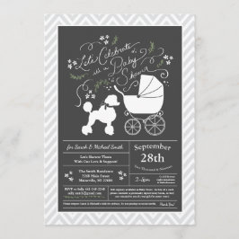 Poodle Hond Baby Shower Geslacht Neutraal Grijs Kaart