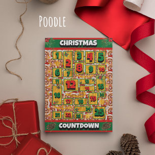 Poodle Hond Countdown Kerst Adventkalender Feestdagenkaart