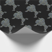 Poodle-hond geel & blauw raster cadeaupapier (Hoek)