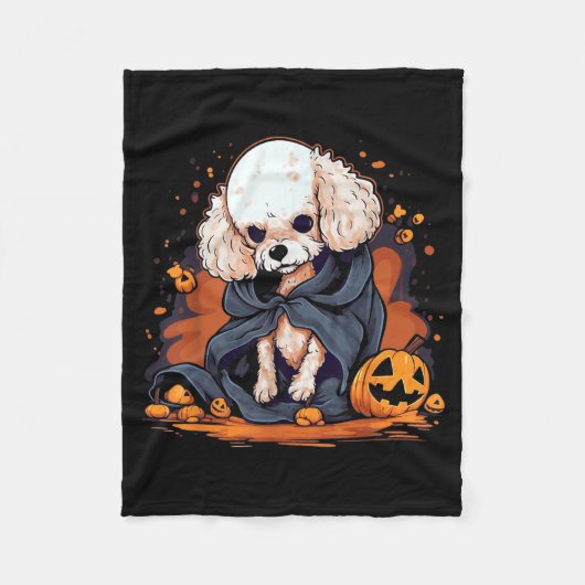 Poodle Hond Halloween Fleece Deken (Voorkant)