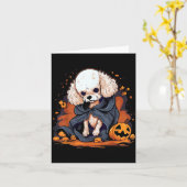 Poodle Hond Halloween Kaart (Gele Bloem)