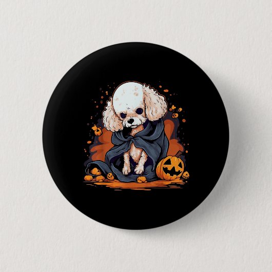 Poodle Hond Halloween Ronde Button 5,7 Cm (Voorkant)