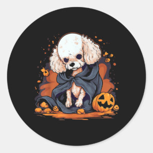 Poodle Hond Halloween Ronde Sticker
