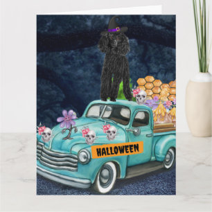 Poodle-hond Halloween-vrachtwagen Griezelnacht Kaart
