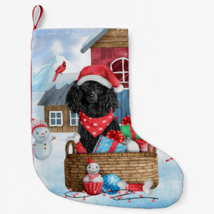 Poodle Hond In sneeuw Kerstmis Hondenhok Kleine Kerstsok