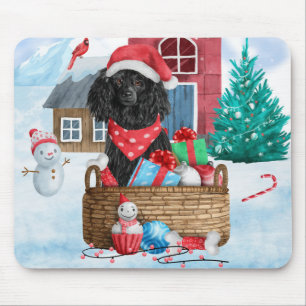 Poodle Hond In sneeuw Kerstmis Hondenhok Muismat