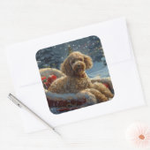 Poodle Hond Kerst Festiviteit Vierkante Sticker (Envelop)