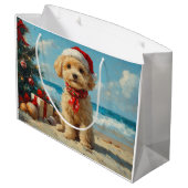 Poodle Hond Kerstmis Vintage Strand Groot Cadeauzakje (Achterkant Gekanteld)