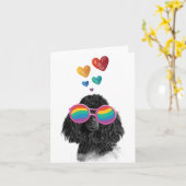 Poodle Hond met Hartjes Valentijnsdag  Kaart (Gele Bloem)