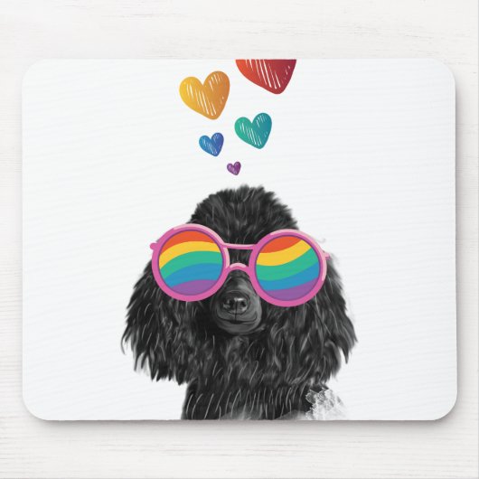 Poodle Hond met Hartjes Valentijnsdag Muismat (Voorkant)