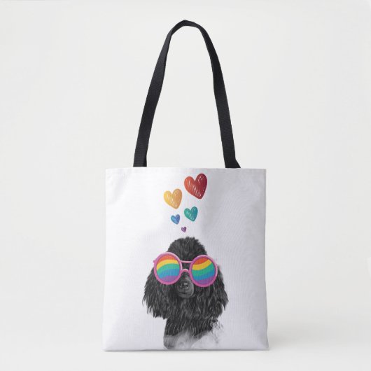 Poodle Hond met Hartjes Valentijnsdag Tote Bag (Voorkant)