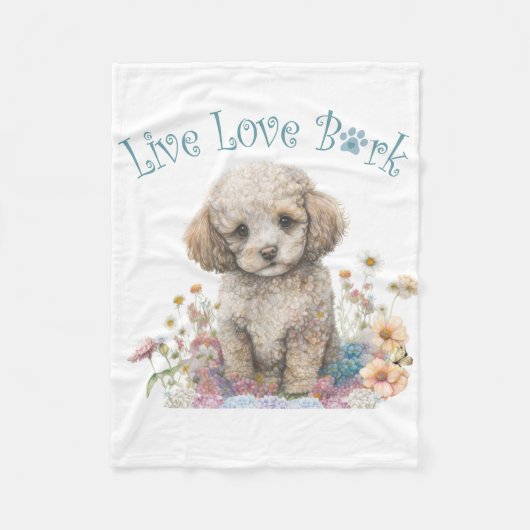 Poodle Hond Moeder Bloem Fleece Deken (Voorkant)