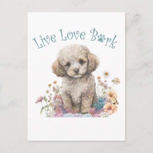 Poodle Hond Moeder Bloemstuk Briefkaart (Voorkant)