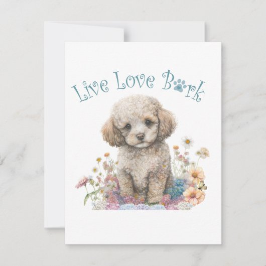 Poodle Hond Moeder Bloemstuk Notitiekaartje (Voorkant)