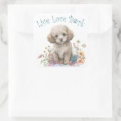 Poodle Hond Moeder Bloemstuk Vierkante Sticker (Tas)