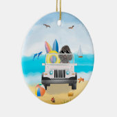 poodle hond Rijden op strand Keramisch Ornament (Rechts)